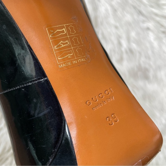 Gucci Black Patent Leather Round Toe Platform High Heel Pumps Size 39 - Picture 9 of 12